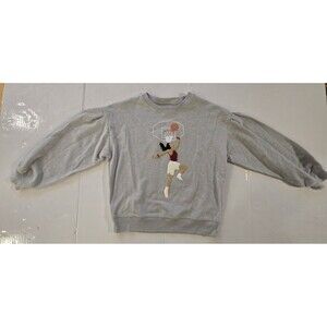 Free Assembly Girls Basketball Sweatshirt Size 7/8 Gray Embroidered Crew